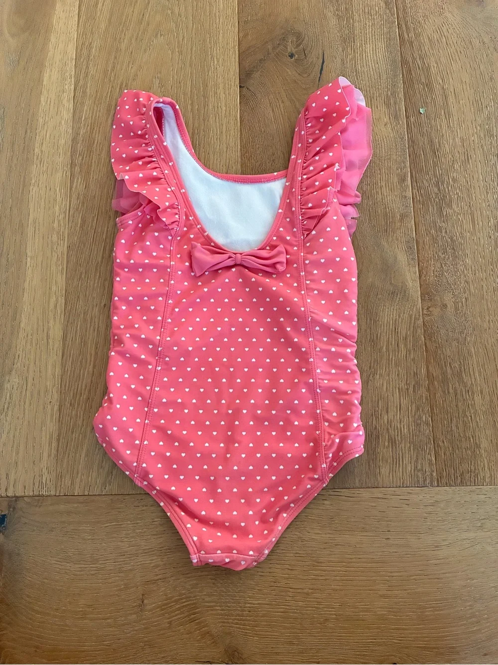 Girls Size 6 Pink Heart Ruffle Butts One-Piece Swimsuit